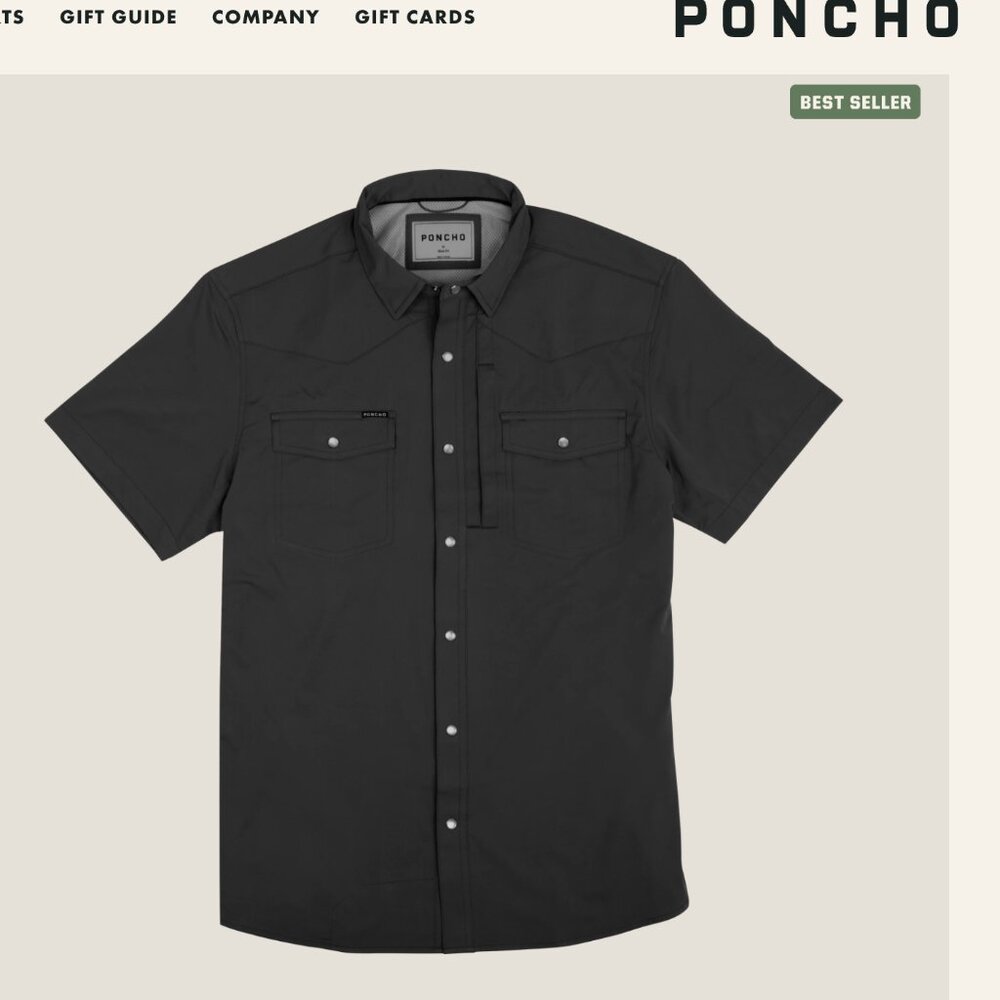 Poncho "The Bandera" black short sleeve button up